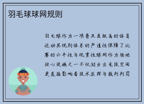 羽毛球球网规则
